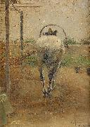 Nils Kreuger Labor  horse pulling a threshing machine china oil painting artist